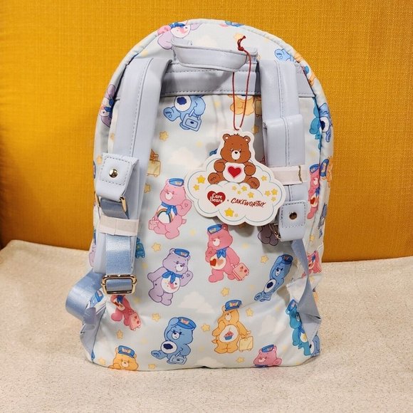 Cakeworthy Care Bears Airline Travel Causal Silky Polyester Blue Backpack NEW main image 8